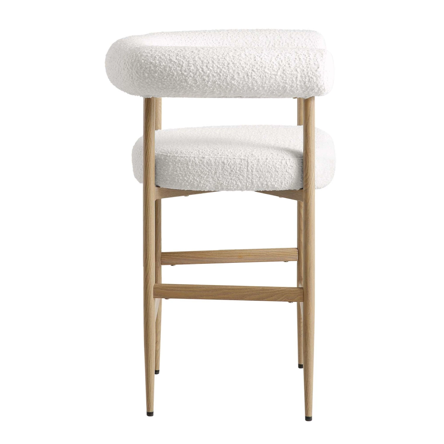 Fulbourn White Boucle Counter Stool With Natural Wood Effect Legs 6 Fulbourn White Boucle Counter Stool With Natural Wood Effect Legs - Image 6