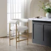 Fulbourn White Boucle Counter Stool With Natural Wood Effect Legs