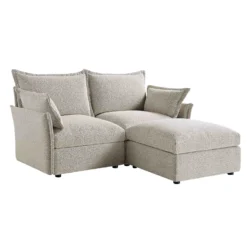 Byron Pillow Edge Mist Grey Boucle Modular Sofa, 2-Seater Chaise -Best Furniture Shop BOSF 7053 GREY BOU 2STCHAISE WB1