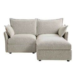 Byron Pillow Edge Mist Grey Boucle Modular Sofa, 2-Seater Chaise -Best Furniture Shop BOSF 7053 GREY BOU 2STCHAISE WB2