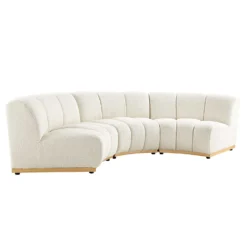 Granvia Ecru Boucle Modular Sofa, 3-Seater Curved Sofa -Best Furniture Shop BOSF 9381 BEIGE BOU 3ST CURVED WB4
