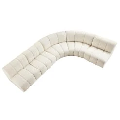 Granvia Ecru Boucle Modular Sofa, 5-Seater Grand L-Shaped Sofa -Best Furniture Shop BOSF 9381 BEIGE BOU 5ST CORNER WB1