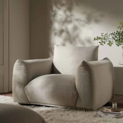 Gianni Armchair, Beige Woven Fabric