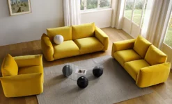 Gianni Two Seater Sofa, Goldenrod Velvet 18 Gianni Two Seater Sofa, Goldenrod Velvet -Best Furniture Shop BOSF 9678 GOLD VEL groupscene2