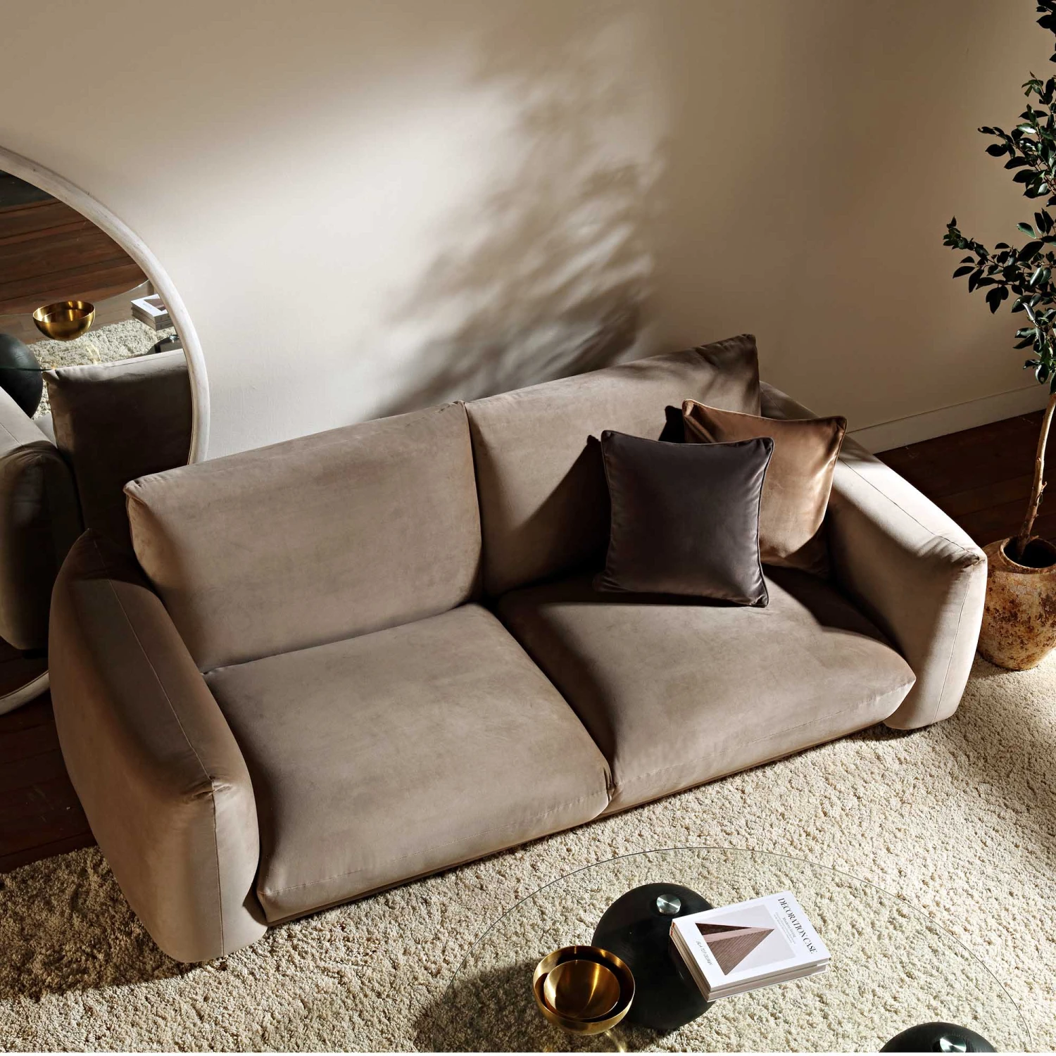 Gianni Three Seater Sofa, Mink Velvet 3 Gianni Three Seater Sofa, Mink Velvet - Image 3