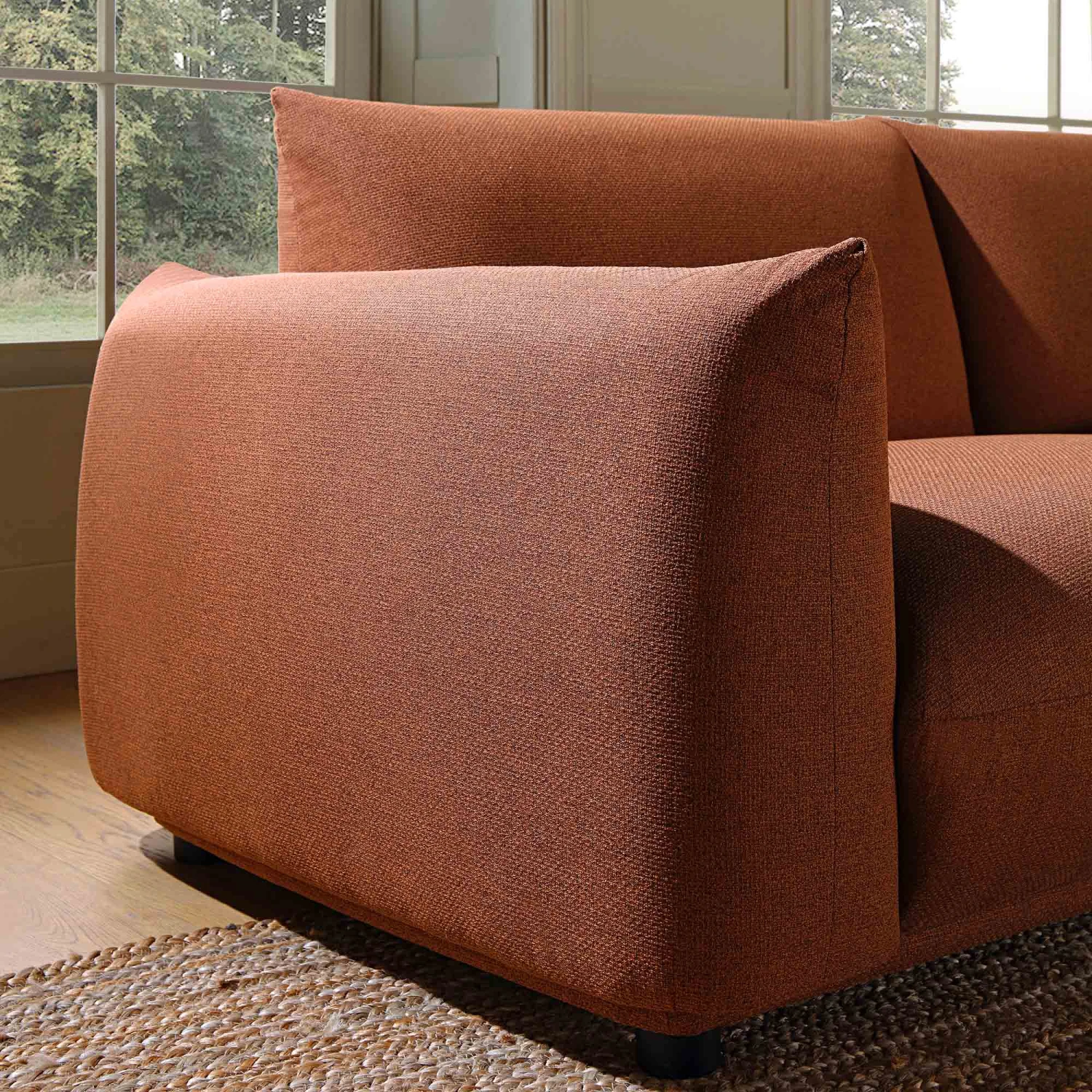 Gianni Three Seater Sofa, Terracotta Fabric 3 Gianni Three Seater Sofa, Terracotta Fabric - Image 3