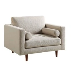 Henrietta Armchair, Beige Woven Fabric 19 Henrietta Armchair, Beige Woven Fabric -Best Furniture Shop BOSF 9680 BEIGE WOV 1ST WB1