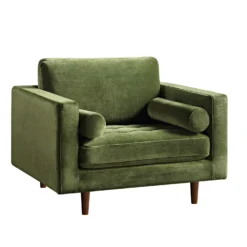 Henrietta Armchair, Moss Green Velvet -Best Furniture Shop BOSF 9680 FERN VEL 1ST WB1
