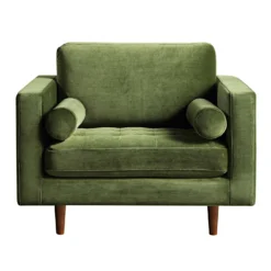 Henrietta Armchair, Moss Green Velvet -Best Furniture Shop BOSF 9680 FERN VEL 1ST WB2