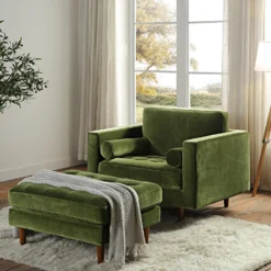 Henrietta Armchair, Moss Green Velvet -Best Furniture Shop BOSF 9680 FERN VEL 1ST scene2