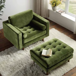 Henrietta Armchair, Moss Green Velvet -Best Furniture Shop BOSF 9680 FERN VEL 1ST scene4
