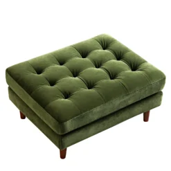 Henrietta Ottoman, Moss Green Velvet -Best Furniture Shop BOSF 9680 FERN VEL STOOL WB1