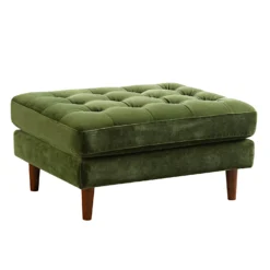 Henrietta Ottoman, Moss Green Velvet -Best Furniture Shop BOSF 9680 FERN VEL STOOL WB3