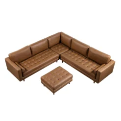 Henrietta 5+Seater Corner Sofa, Tan Faux Suede 26 Henrietta 5+Seater Corner Sofa, Tan Faux Suede -Best Furniture Shop BOSF 9680 TAN FXLT CORNER SET WB6