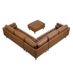 Henrietta 5+Seater Corner Sofa, Tan Faux Suede 27 Henrietta 5+Seater Corner Sofa, Tan Faux Suede -Best Furniture Shop BOSF 9680 TAN FXLT CORNER SET WB7