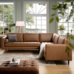 Henrietta 5+Seater Corner Sofa, Tan Faux Suede 17 Henrietta 5+Seater Corner Sofa, Tan Faux Suede -Best Furniture Shop BOSF 9680 TAN FXLT CORNER SET scene2