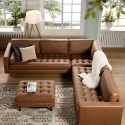 Henrietta 5+Seater Corner Sofa, Tan Faux Suede 18 Henrietta 5+Seater Corner Sofa, Tan Faux Suede -Best Furniture Shop BOSF 9680 TAN FXLT CORNER SET scene3