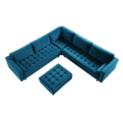 Henrietta 5+Seater Corner Sofa, Teal Velvet 20 Henrietta 5+Seater Corner Sofa, Teal Velvet -Best Furniture Shop BOSF 9680 TEAL VELCORNER and STOOL WB1