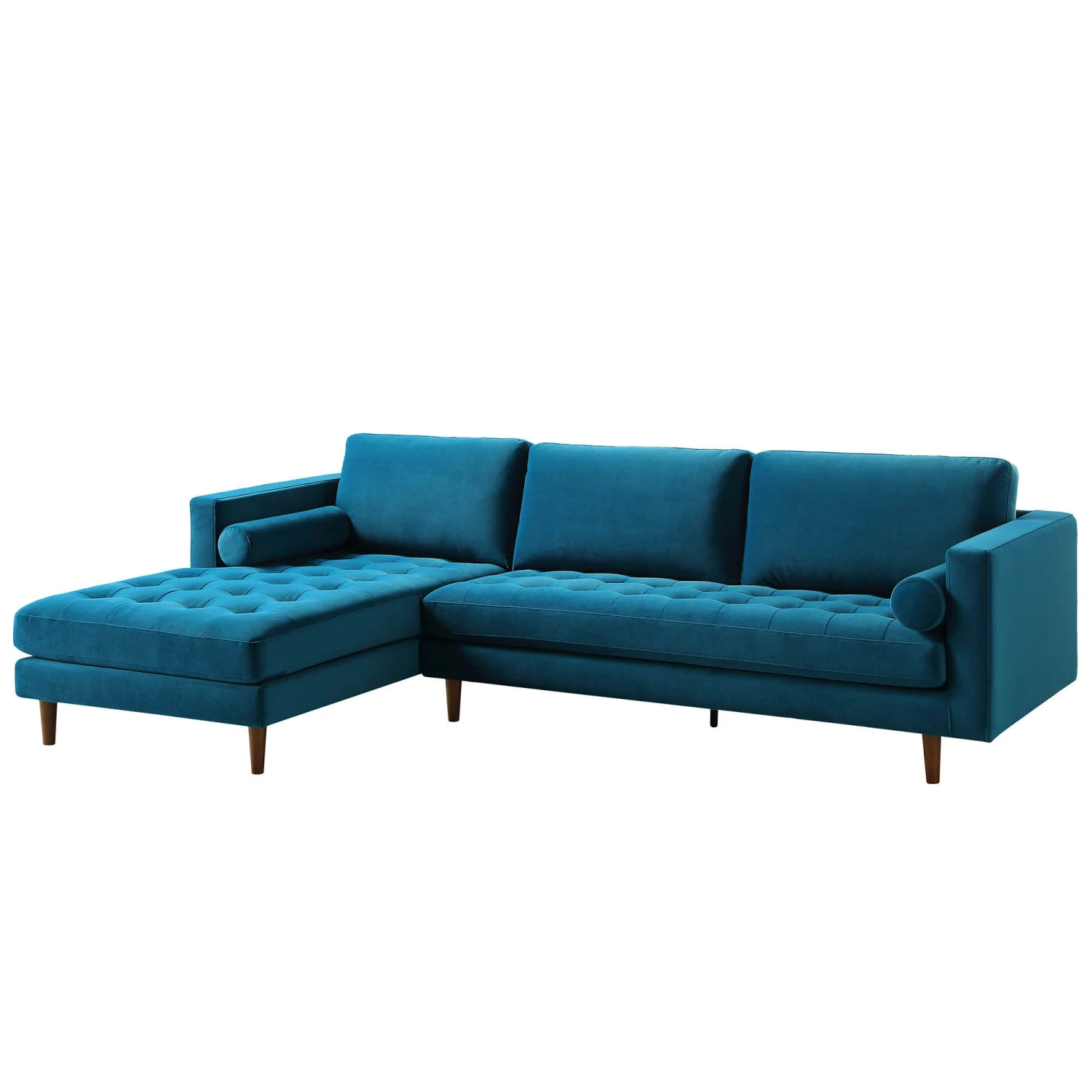 Henrietta Grand 4-Seater LHF Chaise End Sofa, Teal Velvet 5 Henrietta Grand 4-Seater LHF Chaise End Sofa, Teal Velvet - Image 5