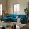 Henrietta Grand 4-Seater LHF Chaise End Sofa, Teal Velvet