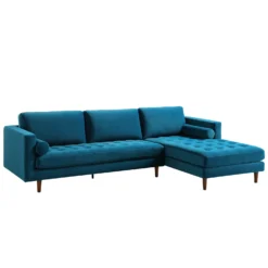 Henrietta Grand 4-Seater RHF Chaise End Sofa, Teal Velvet -Best Furniture Shop BOSF 9680 TEAL VELRHF WB2