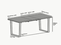 BERN 6-8 Seater Dark Oak Extending Dining Table With Metal Legs -Best Furniture Shop BSD 002 WALNUT size