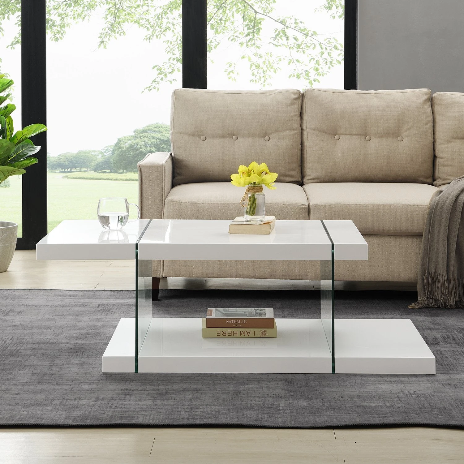 Albion White High Gloss And Glass Coffee Table 2 Albion White High Gloss And Glass Coffee Table - Image 2