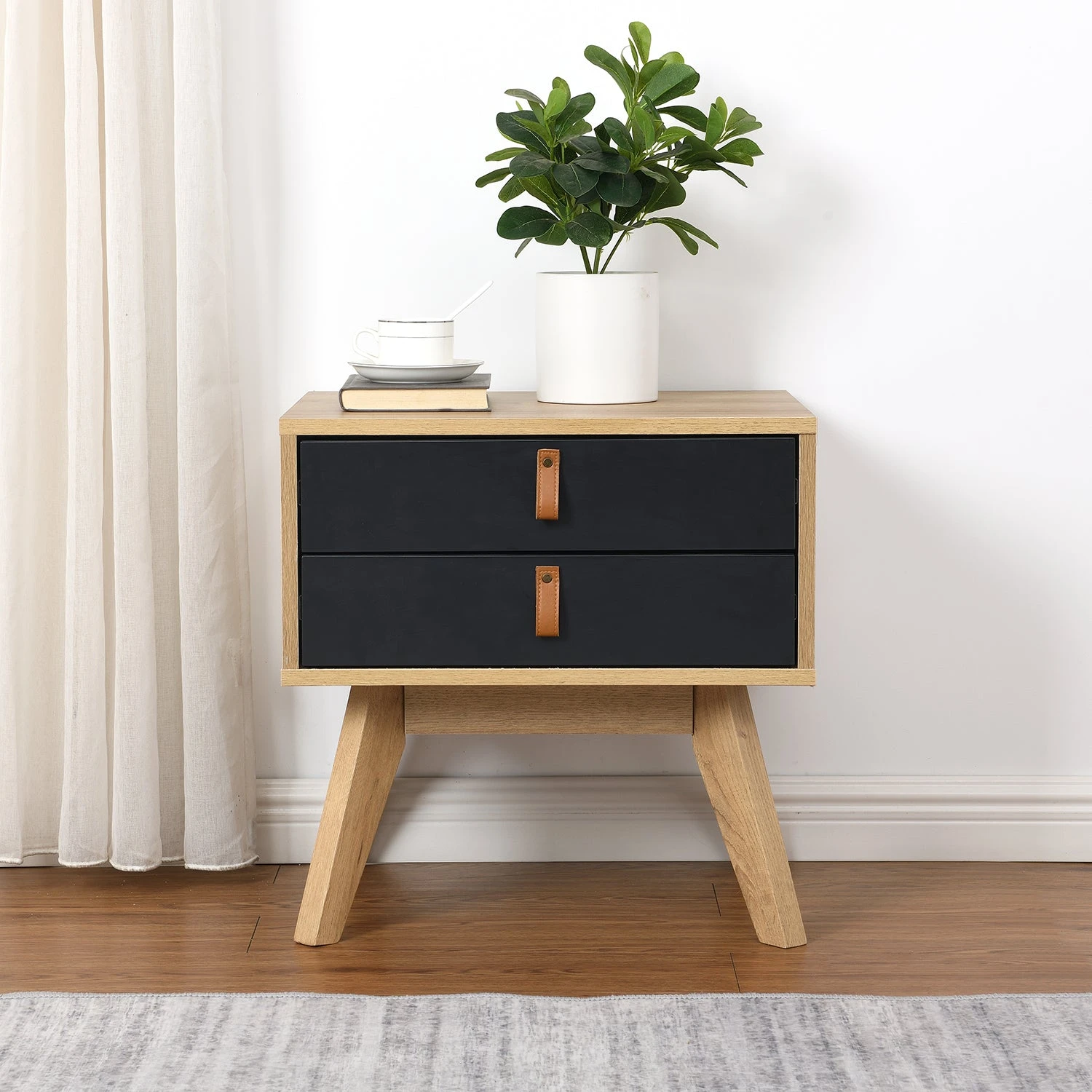 Tallis Two Tone Bedside Table With 2 Drawers 2 Tallis Two Tone Bedside Table With 2 Drawers - Image 2