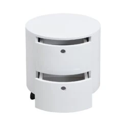 DOLIO Drum Chest Bedside Table, Barrel Side Table With Drawers High Gloss White 2 Drawer -Best Furniture Shop BSD 049 WHITE 5