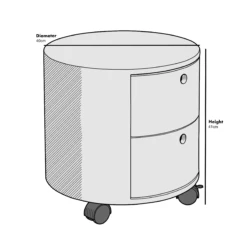 DOLIO Drum Chest Bedside Table, Barrel Side Table With Drawers High Gloss White 2 Drawer -Best Furniture Shop BSD 049 size