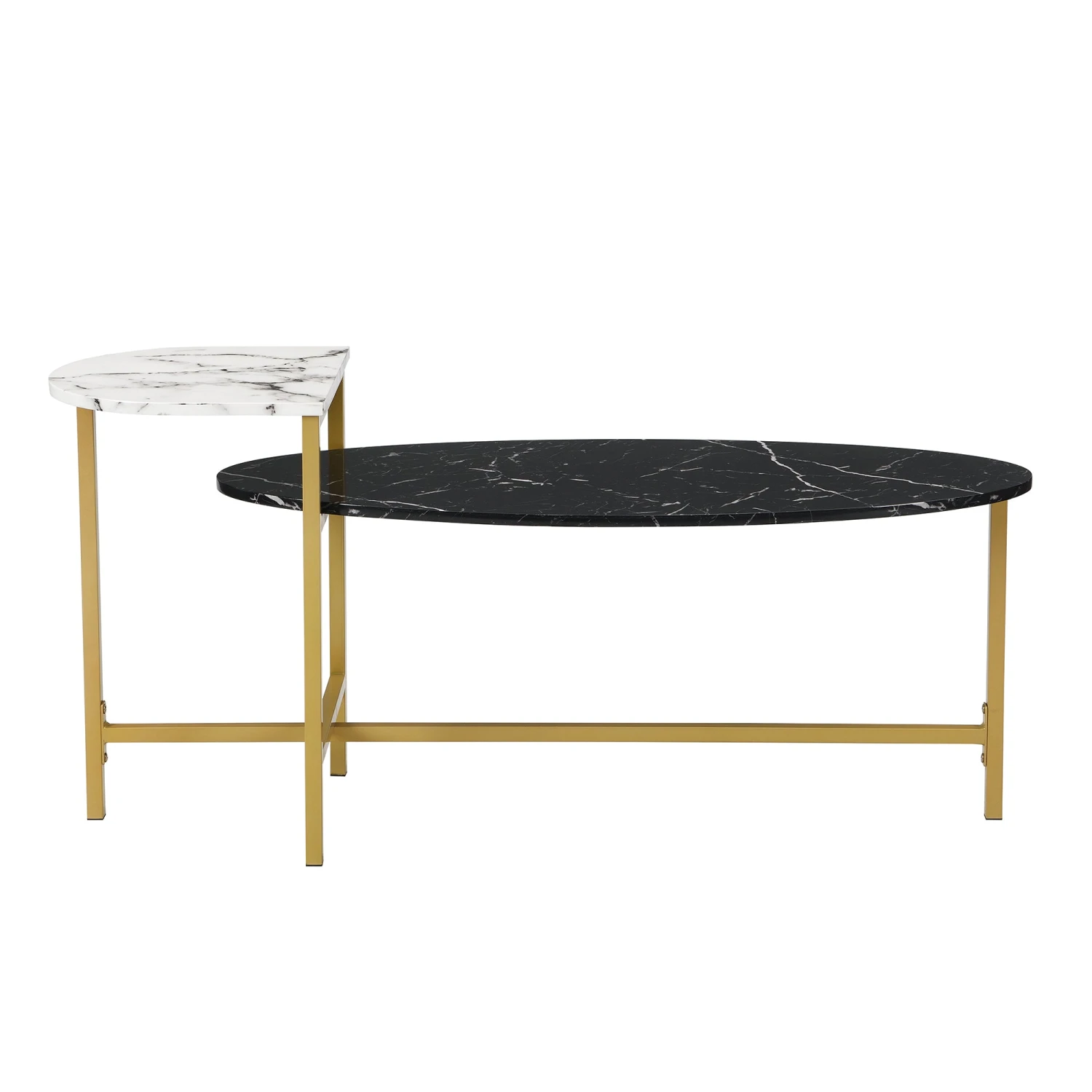Sarina Black & White Marble Effect Oval Coffee Table 4 Sarina Black & White Marble Effect Oval Coffee Table - Image 4