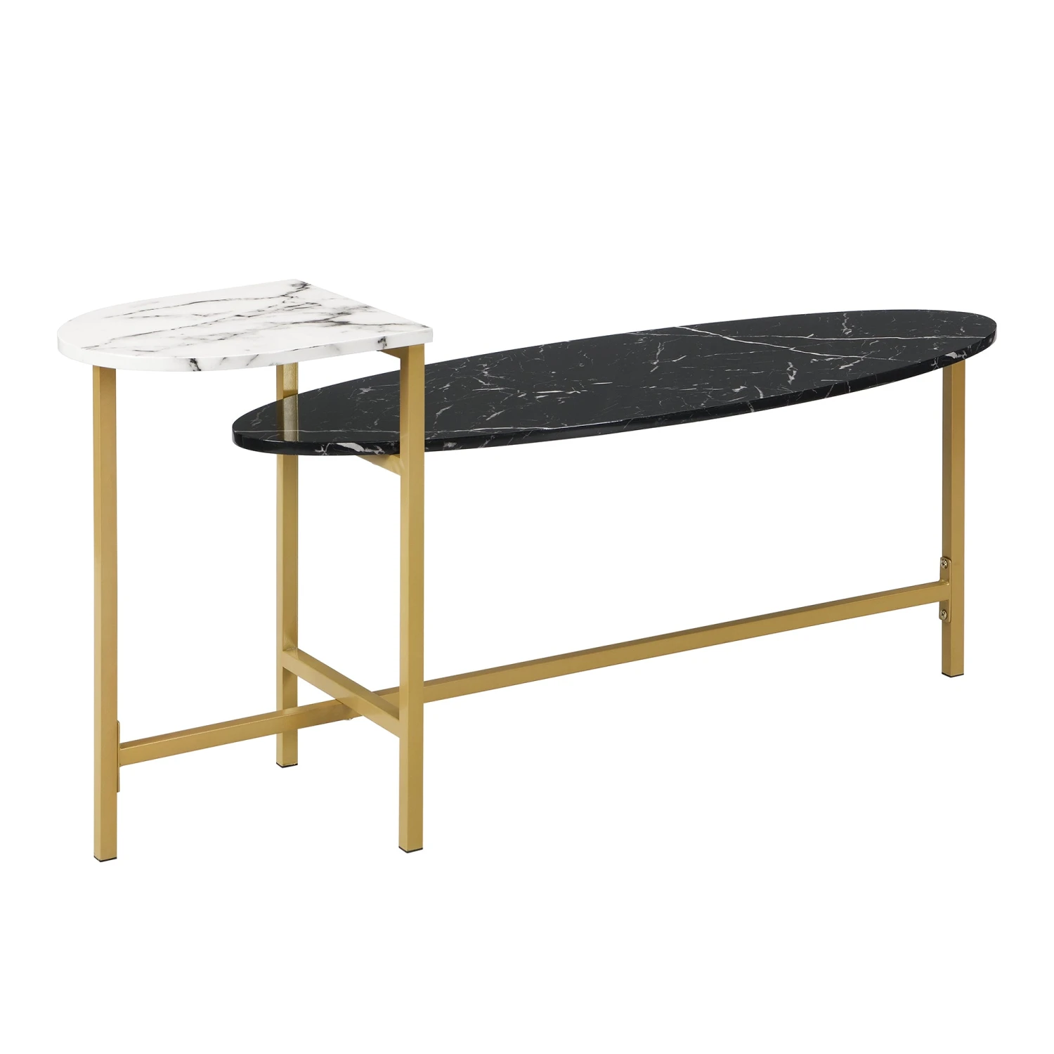 Sarina Black & White Marble Effect Oval Coffee Table 5 Sarina Black & White Marble Effect Oval Coffee Table - Image 5