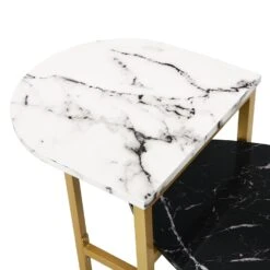 Sarina Black & White Marble Effect Oval Coffee Table 18 Sarina Black & White Marble Effect Oval Coffee Table -Best Furniture Shop BSD 057 detail1