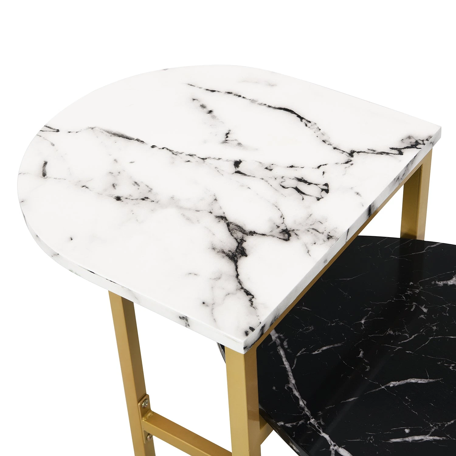 Sarina Black & White Marble Effect Oval Coffee Table 8 Sarina Black & White Marble Effect Oval Coffee Table - Image 8