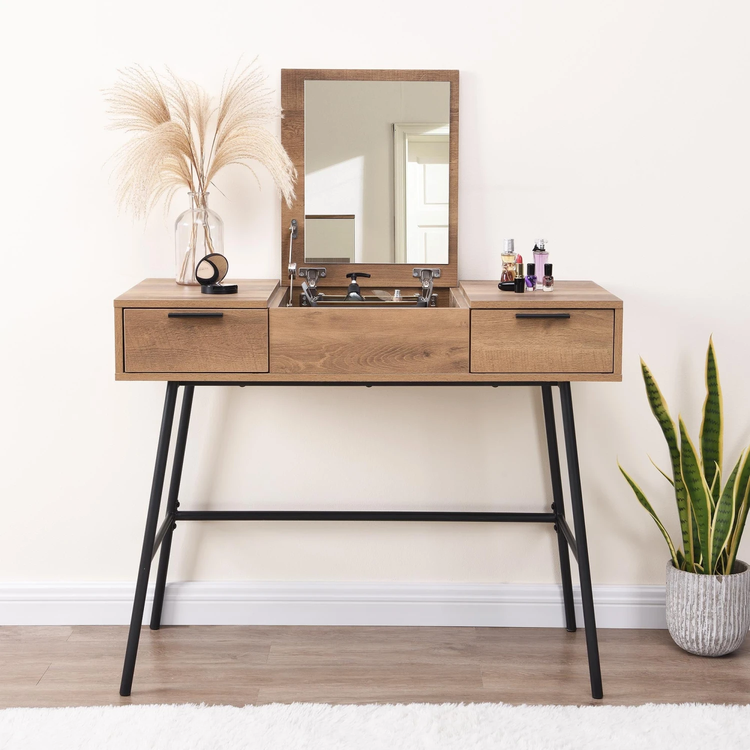 Selwyn Oak Effect Console Dressing Table 2 Selwyn Oak Effect Console Dressing Table - Image 2