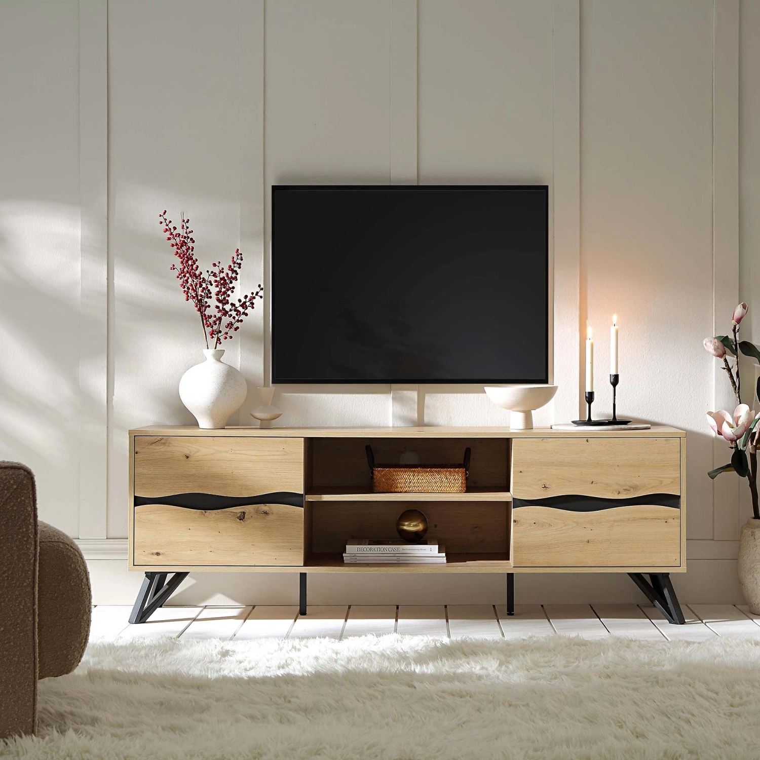 Weston Oak Effect Wide TV Unit 2 Weston Oak Effect Wide TV Unit - Image 2
