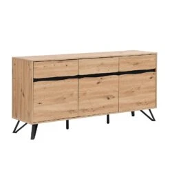 Weston Oak Effect 3 Door 3 Drawer Large Sideboard -Best Furniture Shop BSD 077 OAK 2