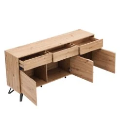 Weston Oak Effect 3 Door 3 Drawer Large Sideboard -Best Furniture Shop BSD 077 OAK 4