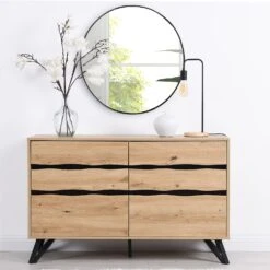 Weston Oak Effect 6 Drawer Chest Of Drawers -Best Furniture Shop BSD 080 OAK Second