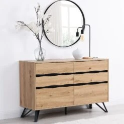 Weston Oak Effect 6 Drawer Chest Of Drawers -Best Furniture Shop BSD 080 OAK scene1