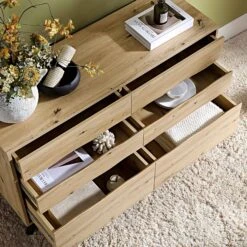 Weston Oak Effect 6 Drawer Chest Of Drawers -Best Furniture Shop BSD 080 OAK scene2