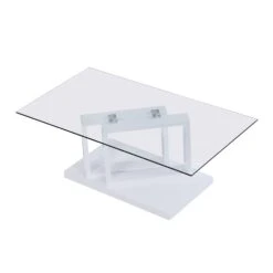 Lucent White High Gloss And Glass Top Coffee Table -Best Furniture Shop BSD 083 WHITE 1
