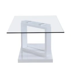 Lucent White High Gloss And Glass Top Coffee Table -Best Furniture Shop BSD 083 WHITE 4