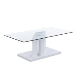 Lucent White High Gloss And Glass Top Coffee Table -Best Furniture Shop BSD 083 WHITE 5