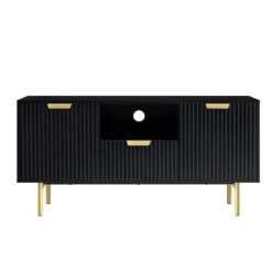 Richmond Ridged 120cm Wide TV Media Unit, Matte Black 14 Richmond Ridged 120cm Wide TV Media Unit, Matte Black -Best Furniture Shop BSD 106 BLACK WB1