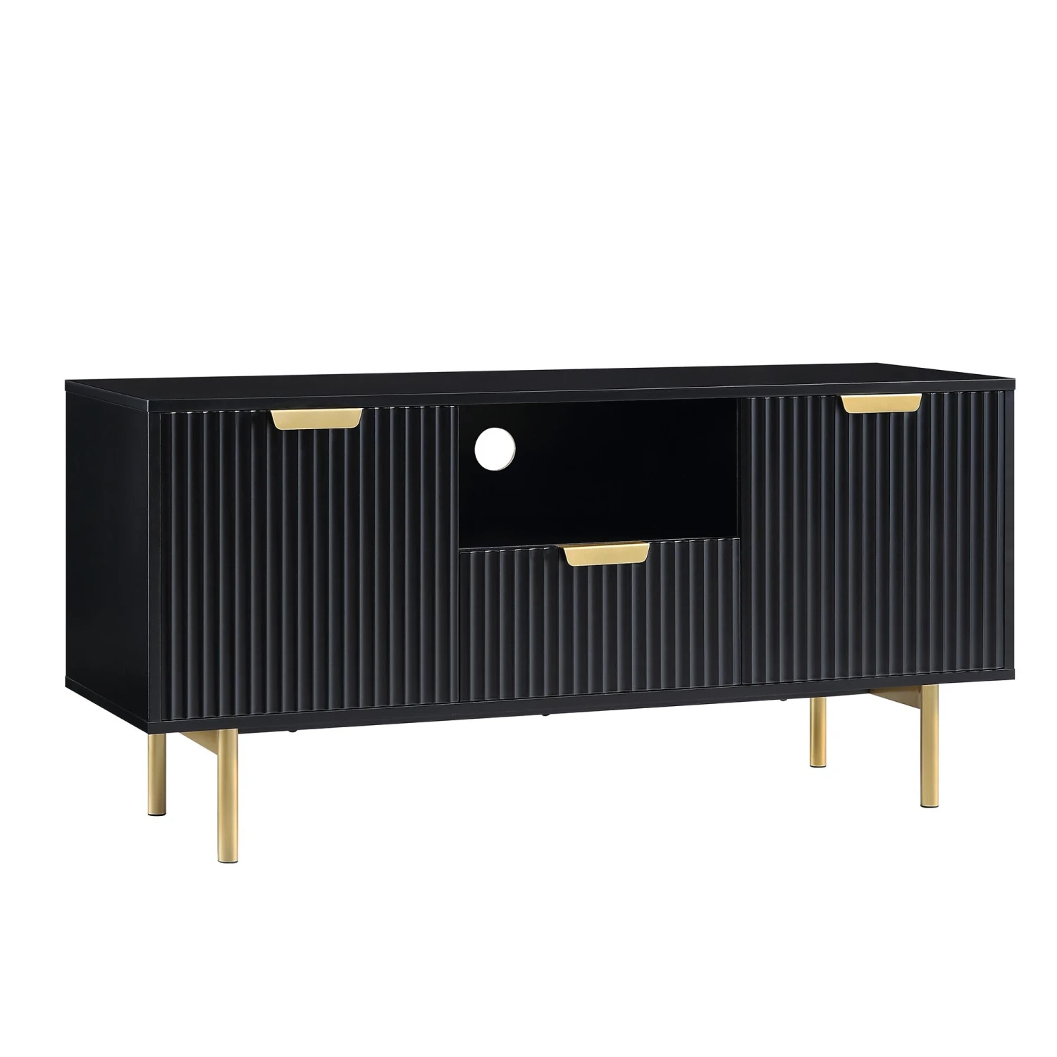 Richmond Ridged 120cm Wide TV Media Unit, Matte Black 4 Richmond Ridged 120cm Wide TV Media Unit, Matte Black - Image 4