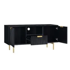 Richmond Ridged 120cm Wide TV Media Unit, Matte Black 17 Richmond Ridged 120cm Wide TV Media Unit, Matte Black -Best Furniture Shop BSD 106 BLACK WB3
