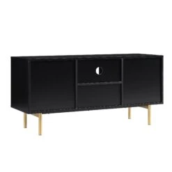 Richmond Ridged 120cm Wide TV Media Unit, Matte Black 19 Richmond Ridged 120cm Wide TV Media Unit, Matte Black -Best Furniture Shop BSD 106 BLACK WB4