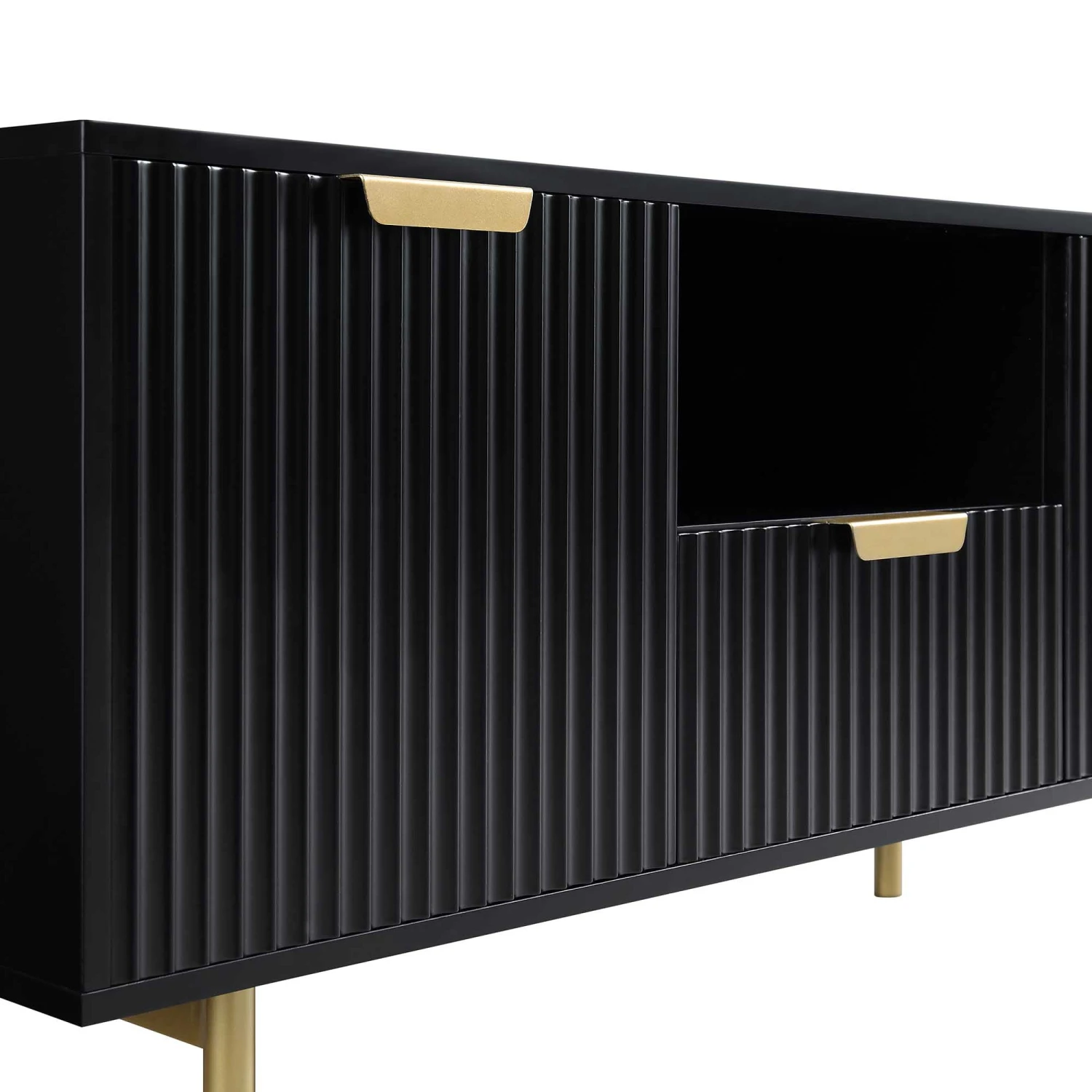 Richmond Ridged 120cm Wide TV Media Unit, Matte Black 9 Richmond Ridged 120cm Wide TV Media Unit, Matte Black - Image 9