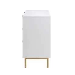 Richmond Ridged Wide Chest Of 6 Drawers, Matte White -Best Furniture Shop BSD 107 WHITE WB4